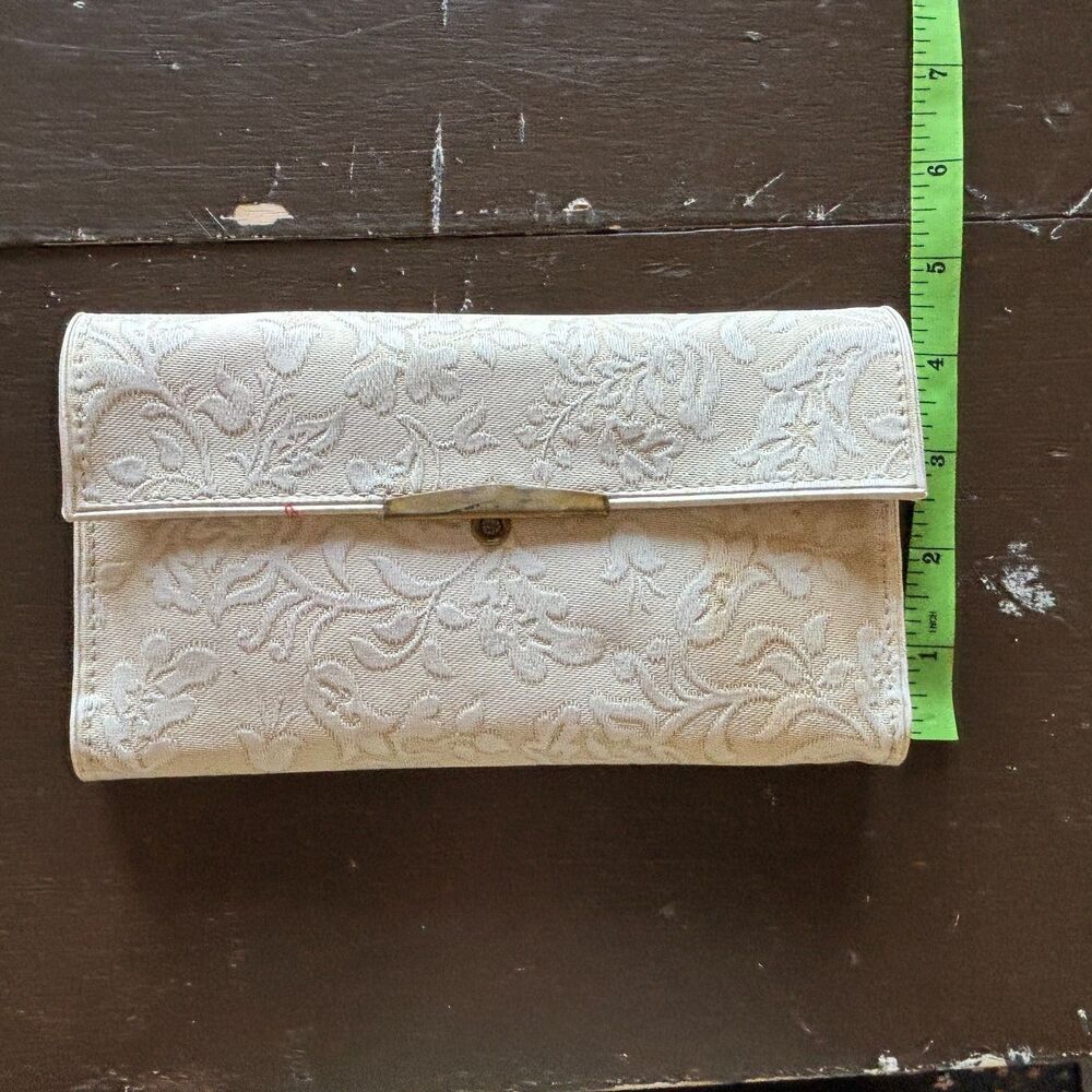 Vintage Vitronic Cream Ivory Embellished Embroidered Wallet Card Slots Wallet
